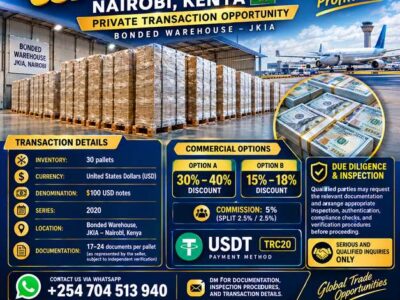 EXCLUSIVE USD PALLET OPPORTUNITY — NAIROBI, KENYA 8 USSD100KB